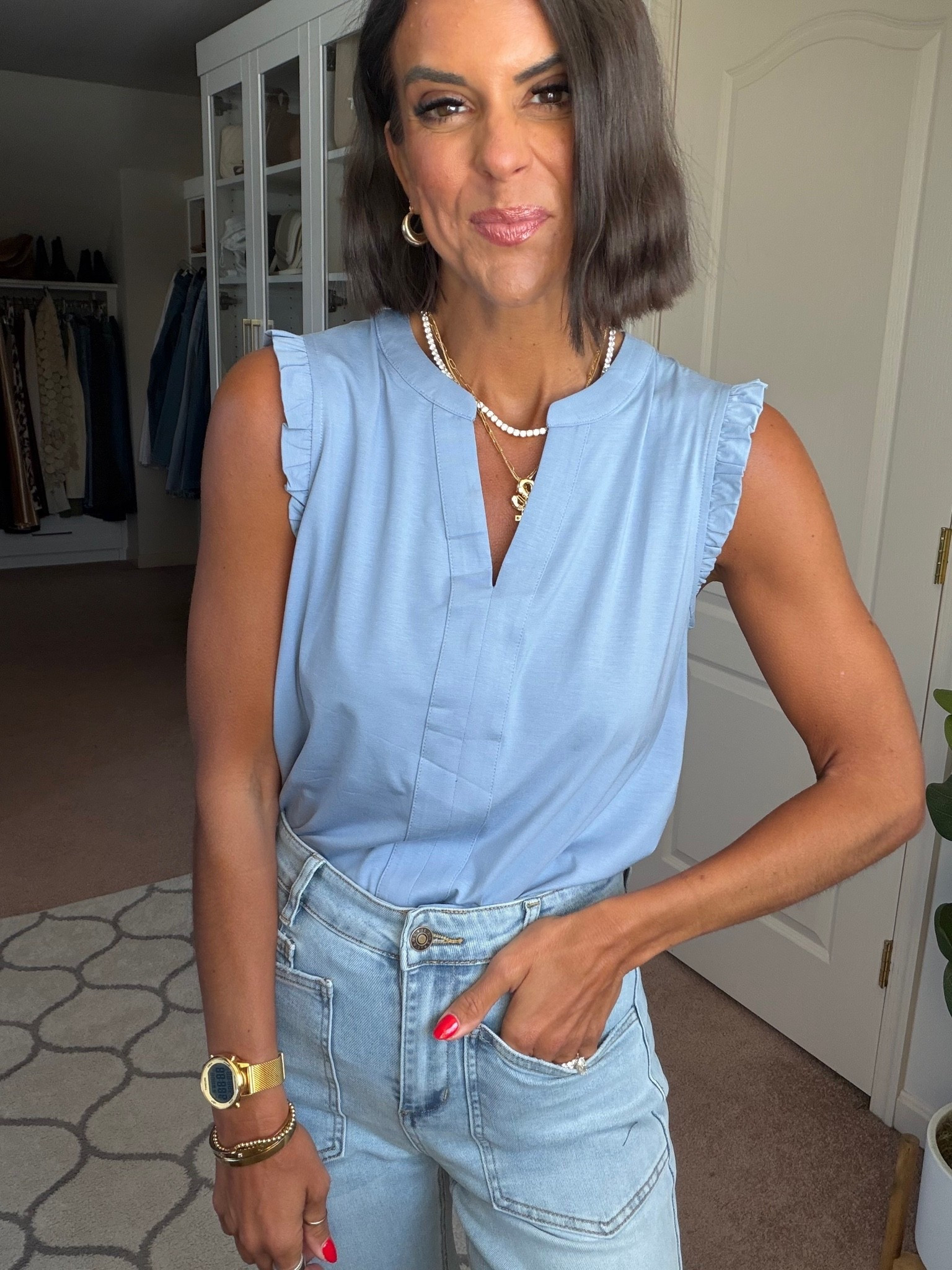 Size small in top, jeans tts

#LTKdayinmylife #LTKgrwm #LTKmomlife
