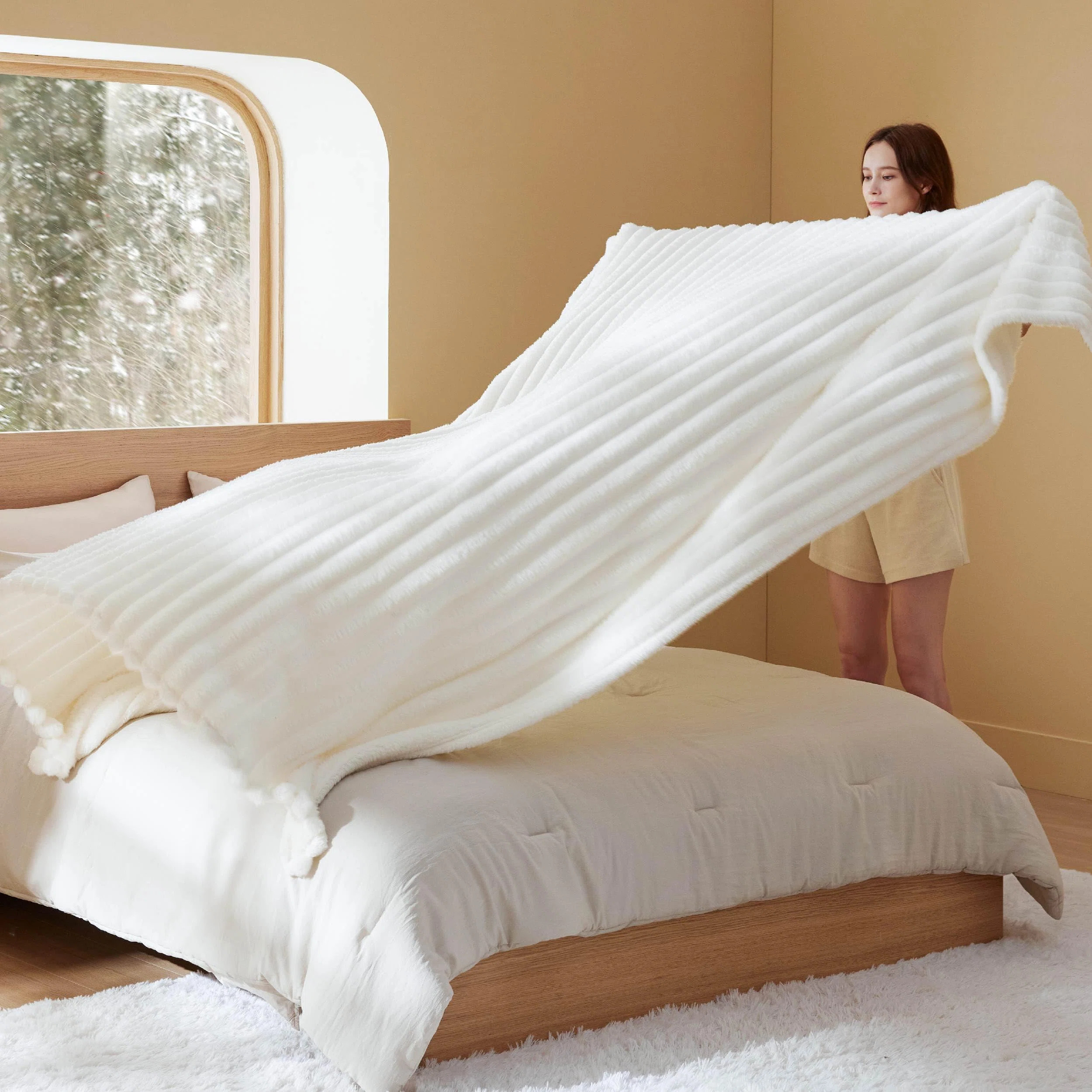 Bedsure 349gsm Blanket For Couch - Super Soft Cozy Blankets, Cute Small Fleece Blanket, Wider Striped Design | Wayfair North America