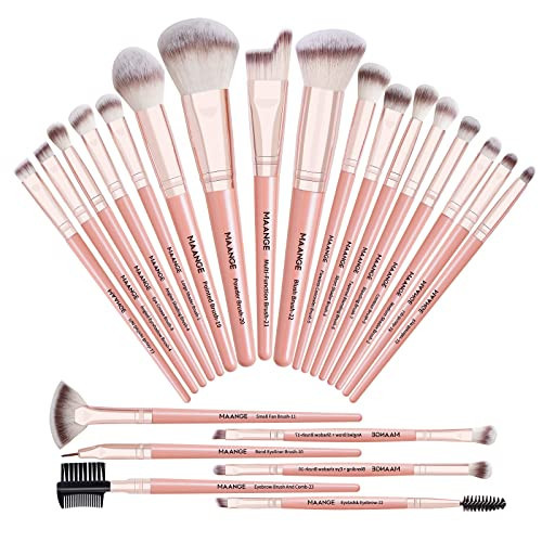MAANGE Makeup Brush Set 23 Pcs Makeup Brushes Premium Synthetic Make up brushes Professional Face Powder Blush Pointed Eyeshadow Blending Brush Kit, Graduation Gift (Pinkgold) | Amazon (US)