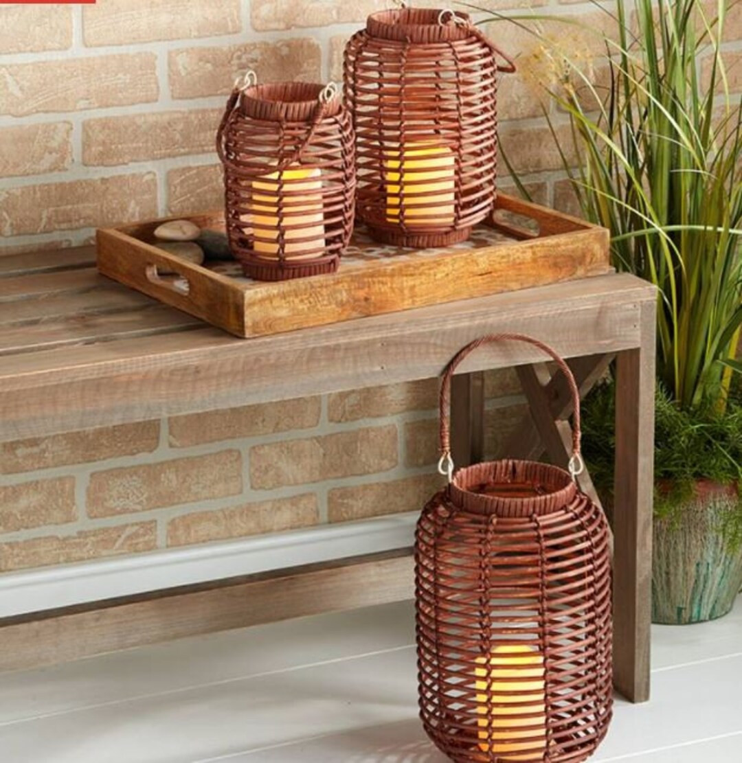SALE FLAT Shipping Rustic Wicker LED Candle Lanterns - Etsy | Etsy (US)
