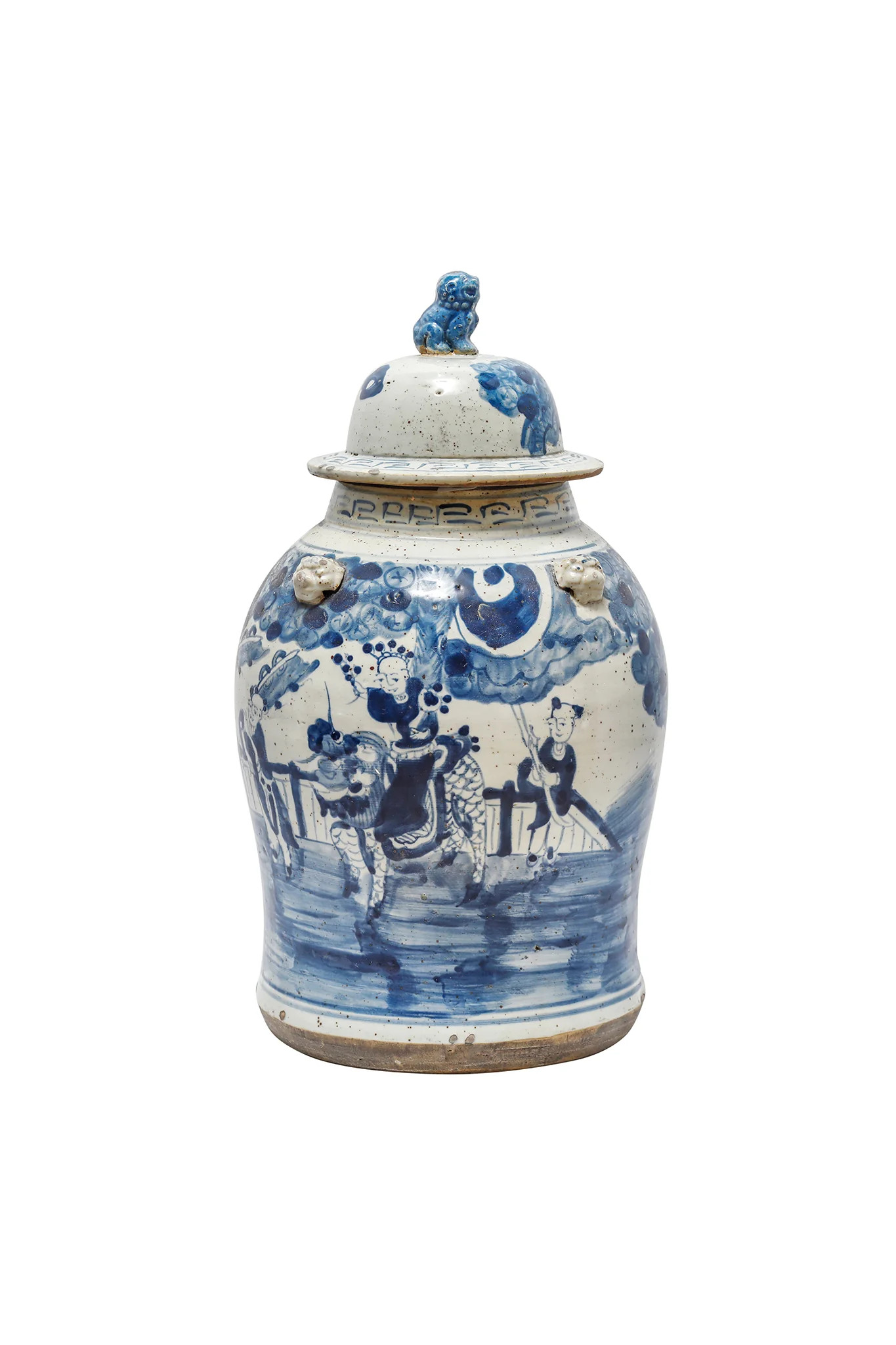 Blue and White Vintage Urn w/ Enchanted Children Motif, Small | Paloma & Co.
