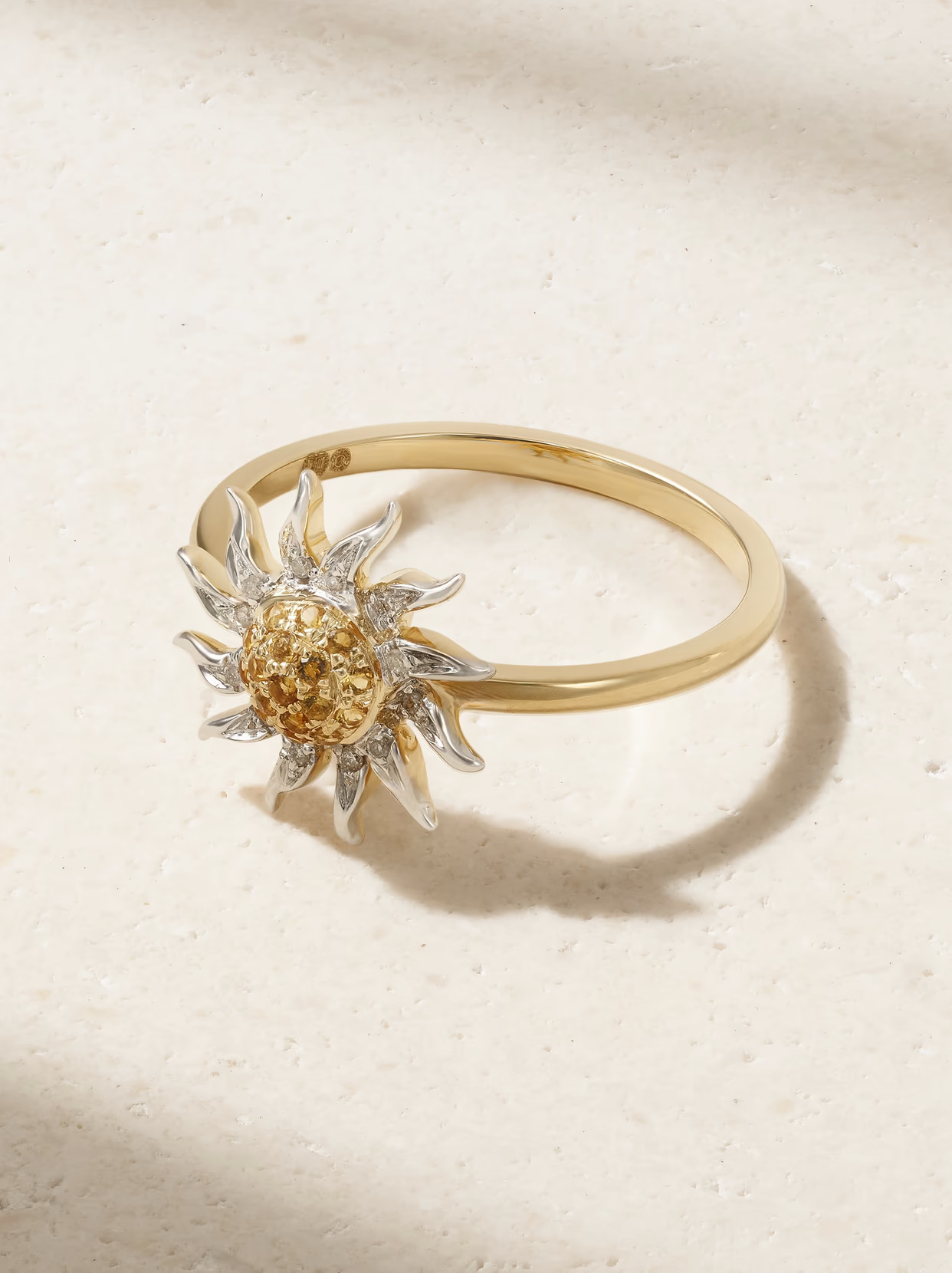 Yvonne Léon - Mini Soleil 18-karat Yellow And White Gold, Diamond And Citrine Ring - 7 | NET-A-PORTER (UK & EU)