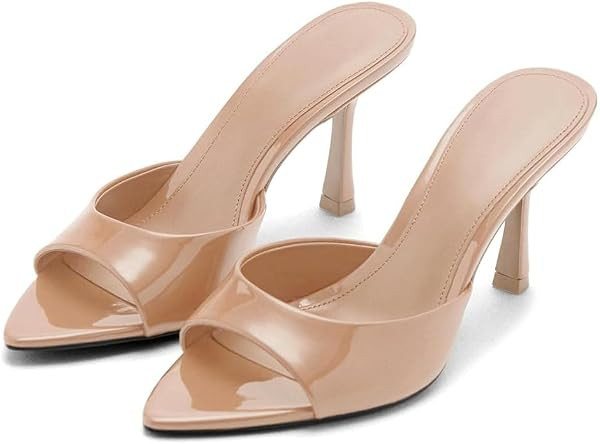 High Heel Mules for Women Pointed Open Toe Slip On Stiletto Pumps Backless Heeled Sandals Mules P... | Amazon (US)