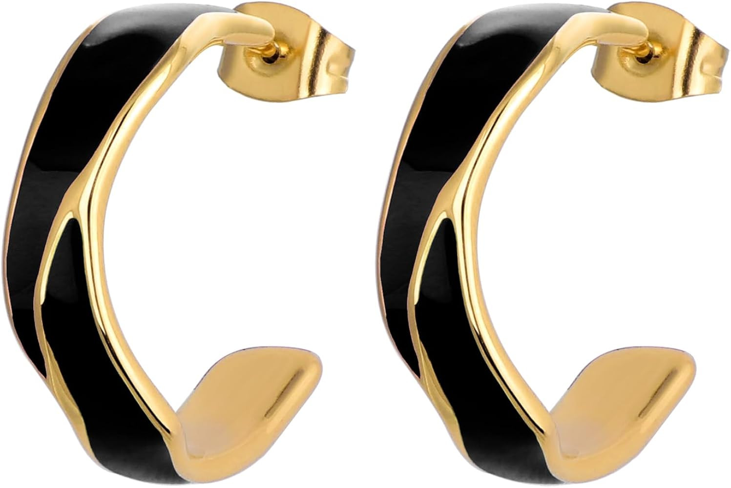Two Tone Enamel Hoop Earrings for Women C-Shaped Earrings Colorful Enamel Jewelry Christmas Gift ... | Amazon (US)