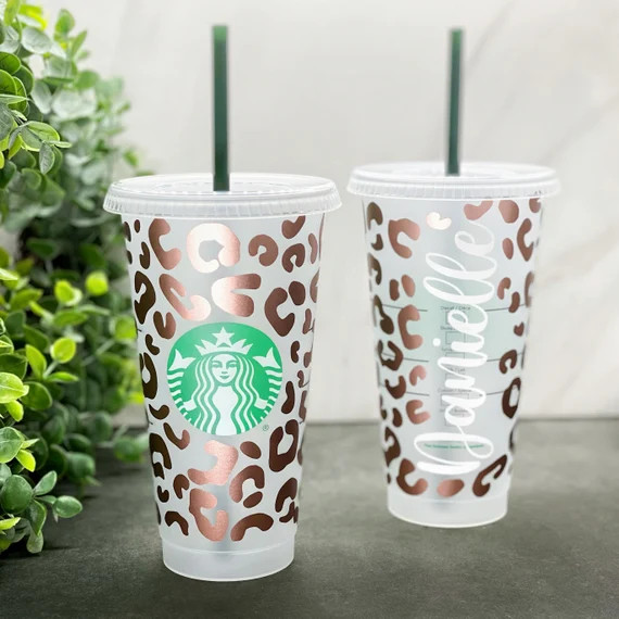 Leopard Personalized Starbucks Cup | Custom Cheetah Print Starbucks Tumbler | Personalized Cheeta... | Etsy (US)