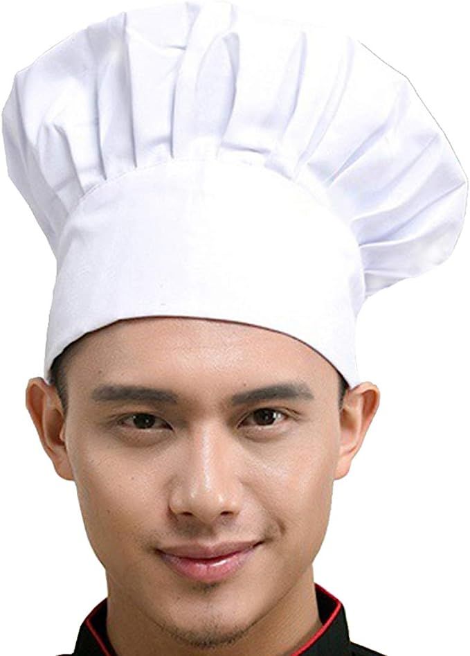 Hyzrz Chef Hat Adult Adjustable Elastic Baker Kitchen Cooking Chef Cap, White | Amazon (US)