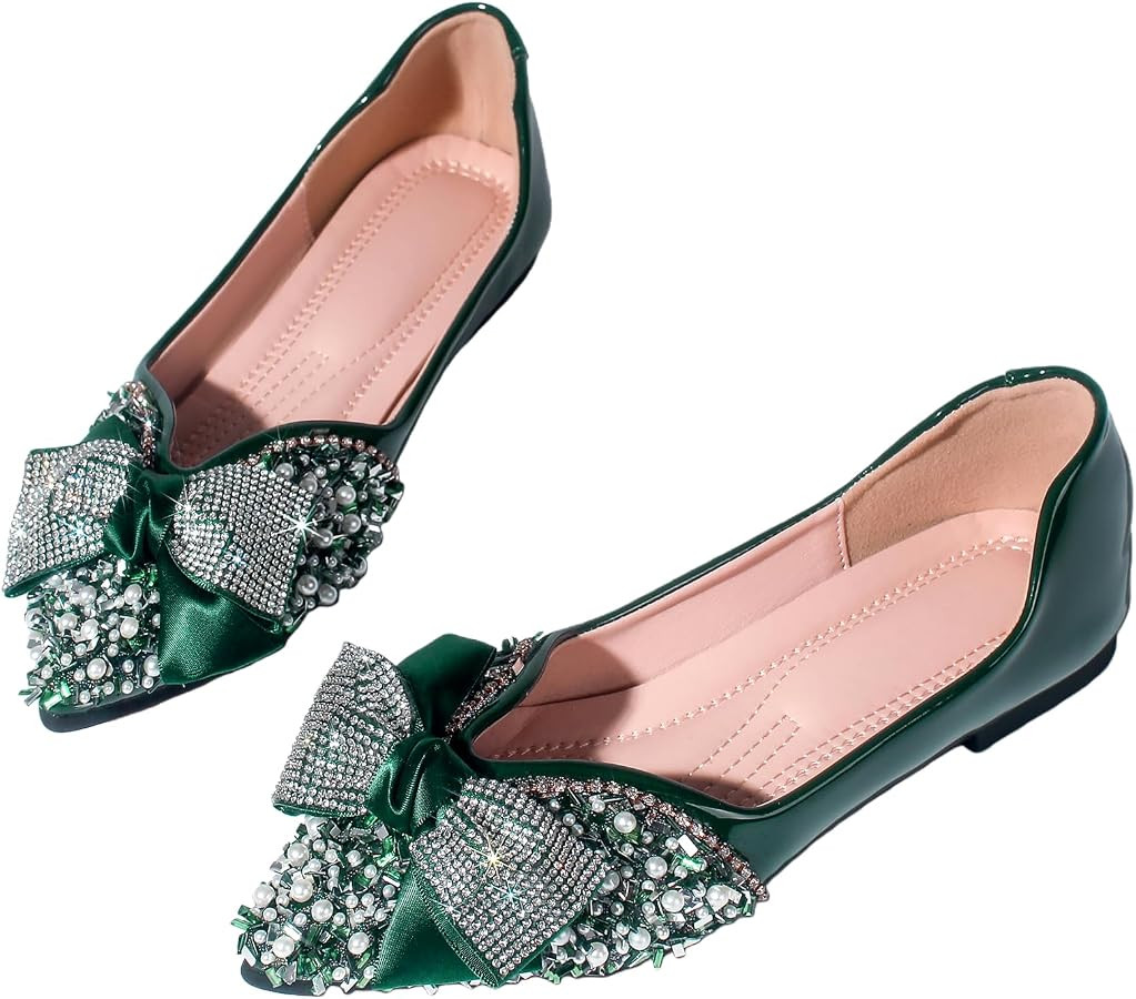 Flats for Women Pointed Toe Fashion Wedding Shoes Work Casual Slip-On Dress Shoes Women Comfortab... | Amazon (US)