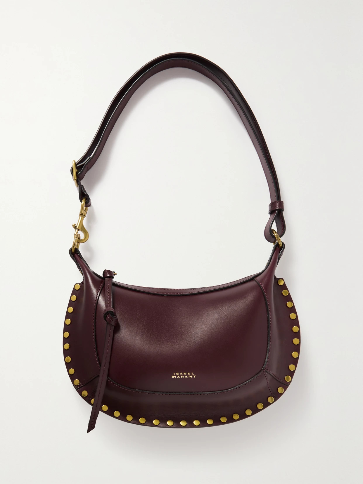 Isabel Marant - Oskan Moon Studded Leather Shoulder Bag - Burgundy | NET-A-PORTER (US)