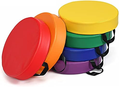 KOTEK 15” Round Floor Cushions with Handles, 3” Thick Deluxe Foam, 6-Piece Soft Flexible Seat... | Amazon (US)