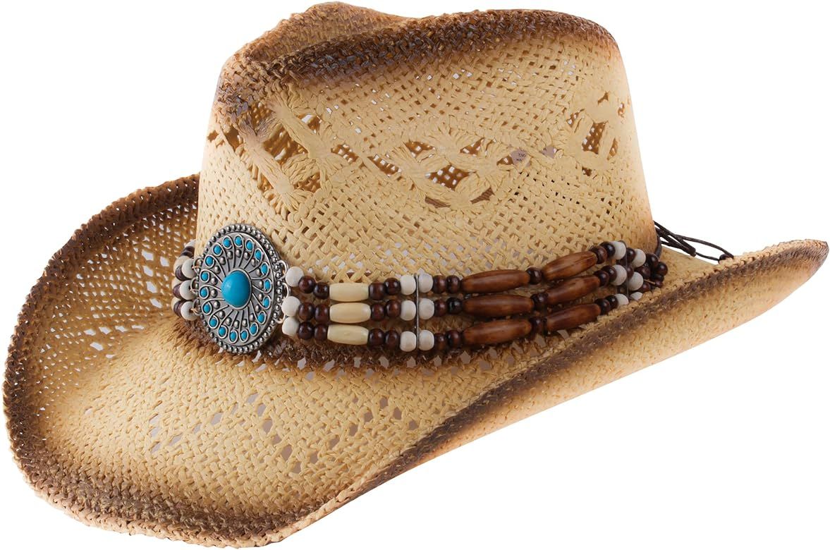 Western Outback Cowboy Hat Men's Women's Style Straw Felt Canvas | Amazon (US)