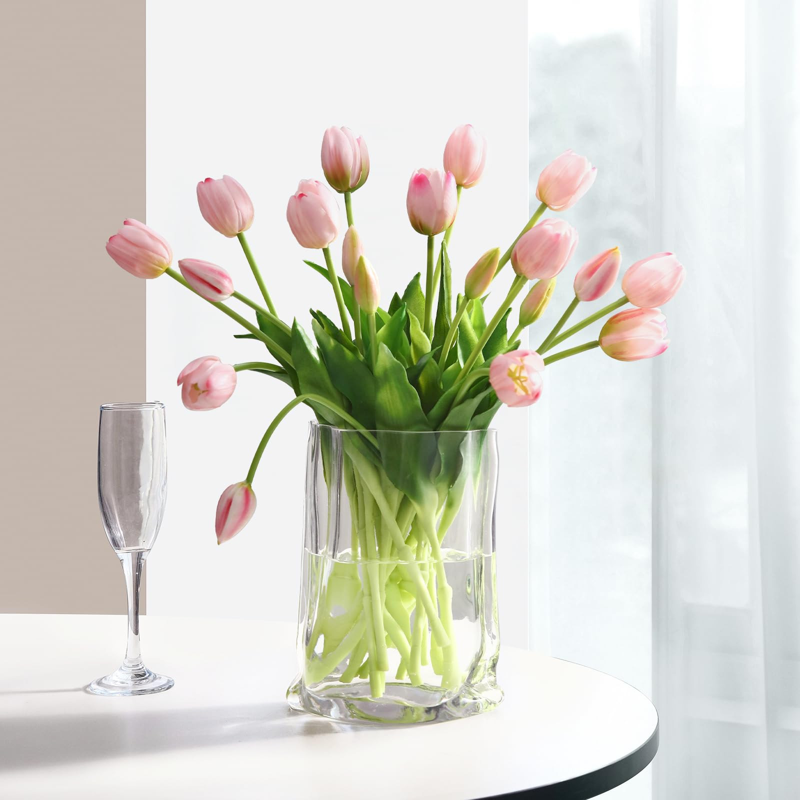 Artificial Flowers 20pcs Fake Tulips Real Touch, Faux Latex Tulips Flowers with Gift Box Soft Fau... | Amazon (US)