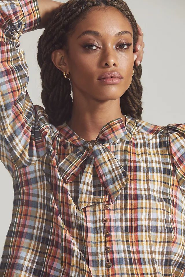 Pilcro Plaid Buttondown Blouse | Anthropologie (US)