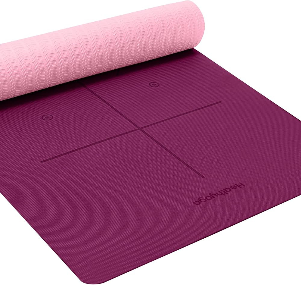 Heathyoga Eco Friendly Non Slip Yoga Mat, Body Alignment System, SGS Certified TPE Material - Tex... | Amazon (US)