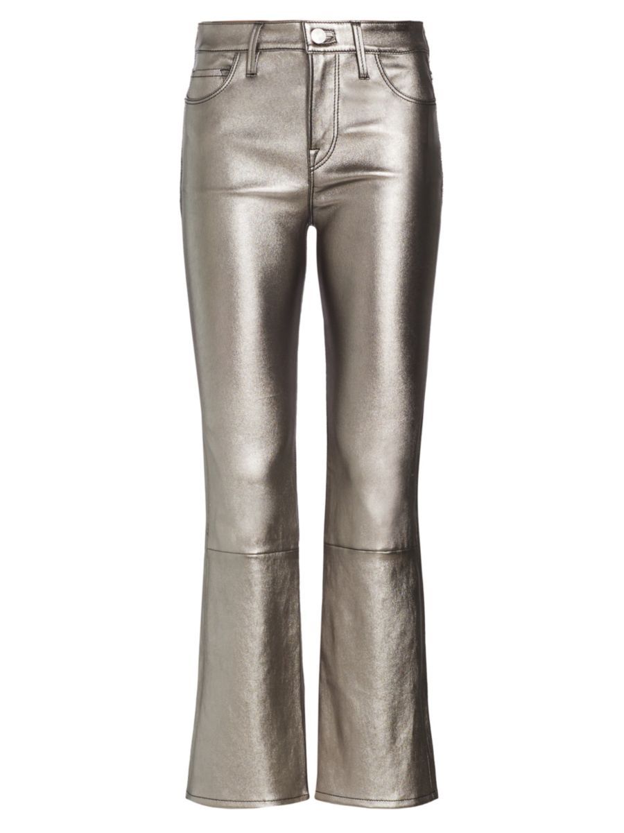 Le Crop Mini Boot Metallic Leather Trousers | Saks Fifth Avenue