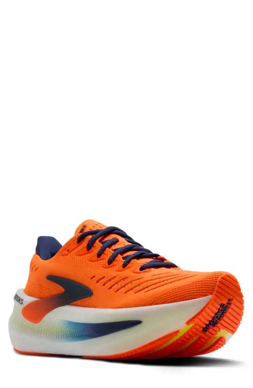 Brooks Glycerin Max 2 Hybrid Running Shoe in Orange/beacon Blue/nightlife at Nordstrom, Size 12 | Nordstrom