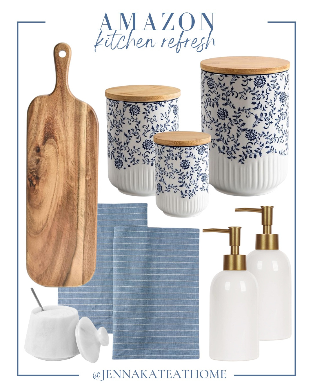 Kitchen refresh includes canisters, cheese board, kitchen towels, salt cellar, soap dispenser.

Home decor, kitchen decor, kitchen refresh, kitchen must haves 

#LTKFindsUnder100 #LTKHome #LTKFindsUnder50
