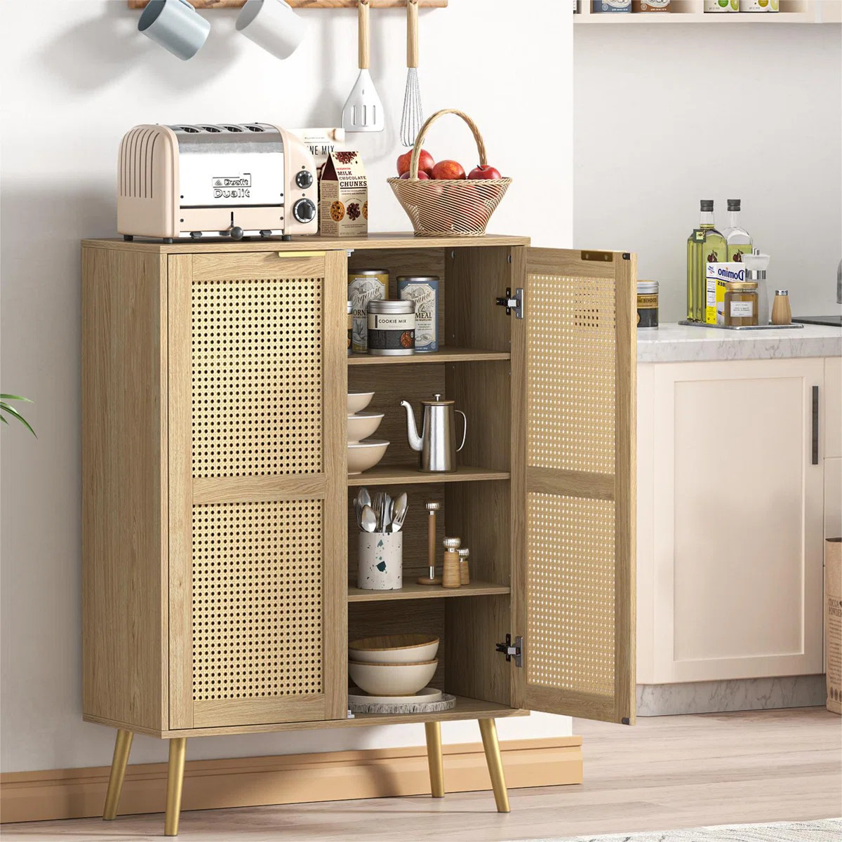 Alki 44" H Tall Accent Cabinet  with 3 Adjustable Shelves | Wayfair North America