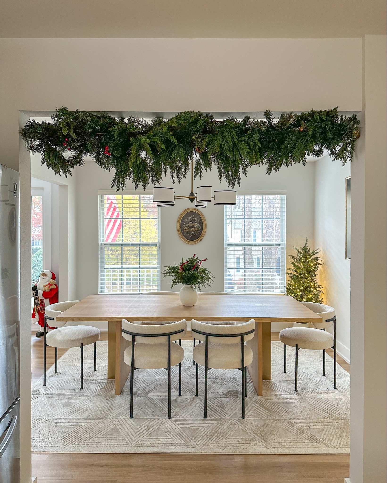 Tension Rod garland. This was a labor of love but so happy with how it turned out! Still want to add twinkling lights and bells to make it pop. This garland is on major sale at Kirklands right now!

Target 4.5 foot pre-lit potted balsam artificial Christmas tree on sale for 40% off right now! Basically got two for the price of one and the quality is AMAZING! I’m pickyyy picky on artificial greenery and these are a 10/10 for me. I may put them into a different pot that isn’t plastic, but you can’t tell it’s plastic looking at it

Christmas tree, mini Christmas trees, Christmas decor, fake tree, fake Christmas tree, potted tree, potted plant, red berry garland, red berries, garland, rubber garland 

#LTKHome #LTKCyberWeek #LTKHoliday