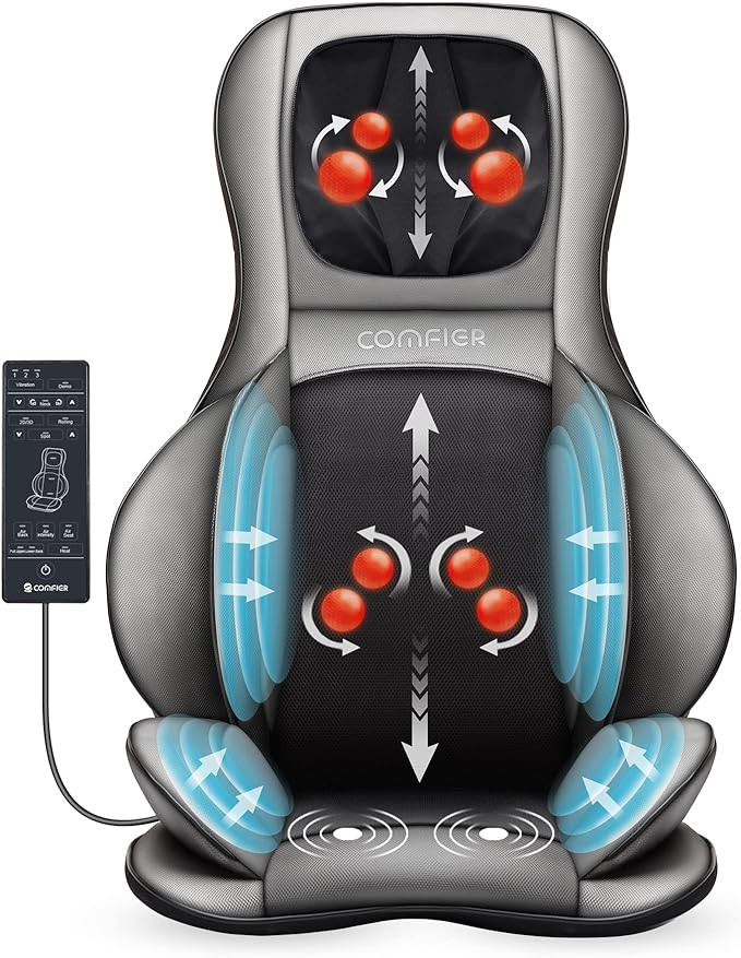 COMFIER Shiatsu Neck Back Massager with Heat, 2D ro 3D Kneading Massage Chair Pad, Adjustable Nec... | Amazon (US)