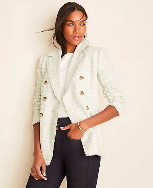 Fringe Tweed Double Breasted Jacket | Ann Taylor | Ann Taylor (US)