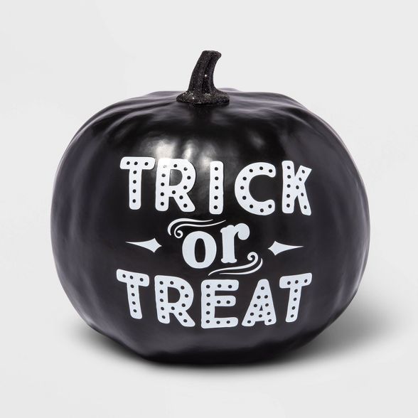 8" x 6" Black "Trick or Treat" Halloween Decorative Pumpkin  - Hyde & EEK! Boutique™ | Target