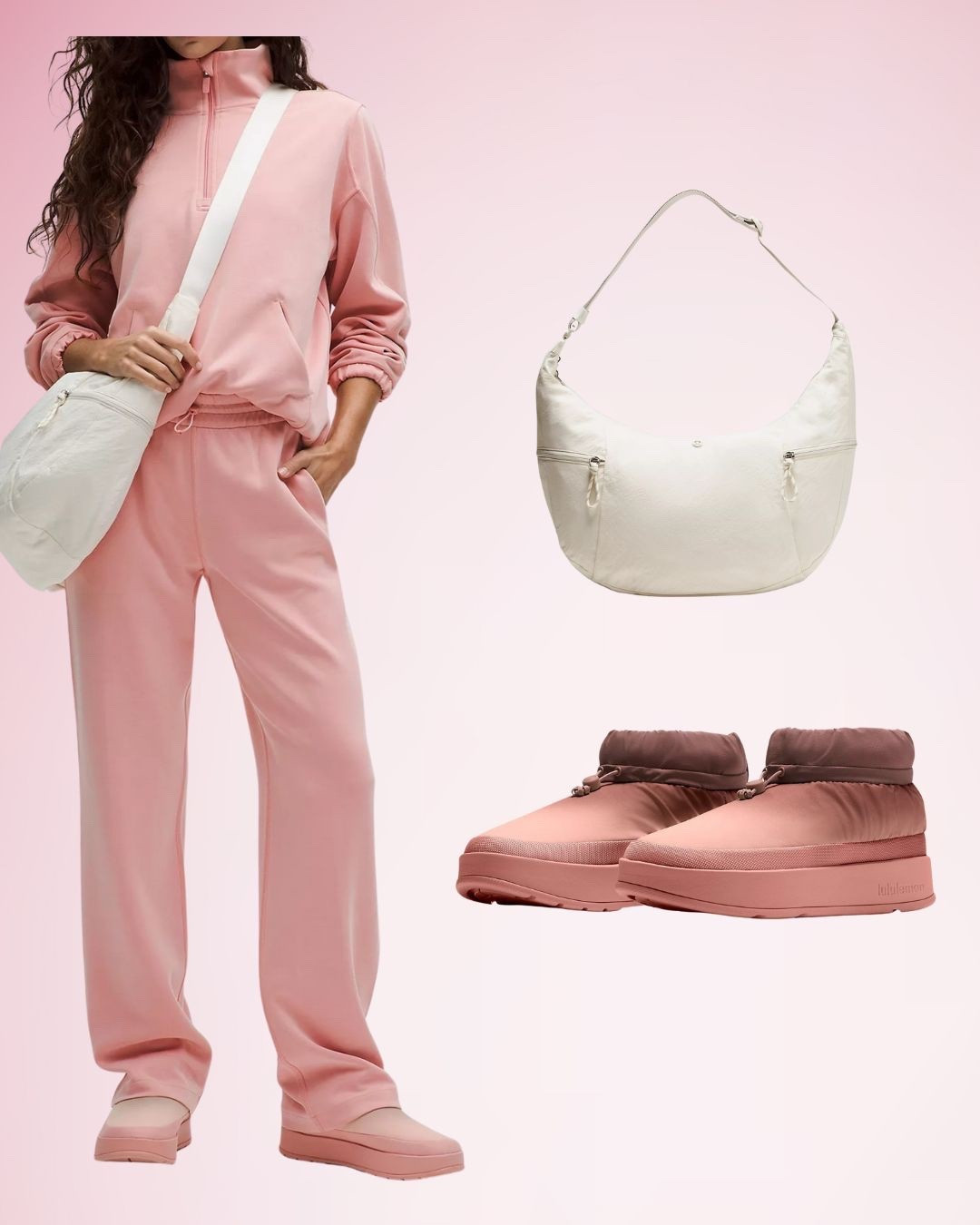 Pink winter cozy outfit Lululemon style | cozy travel outfit | cozy set | Winter outfits women | vacation outfit | pink loungewear | cozy sweatshirt | leisure wear | cozy pants | Petite Size | Short Length | Pink Boots | Travel Purse | Crossbody Bag | 

#LTKPetite #LTKootd #LTKTravel