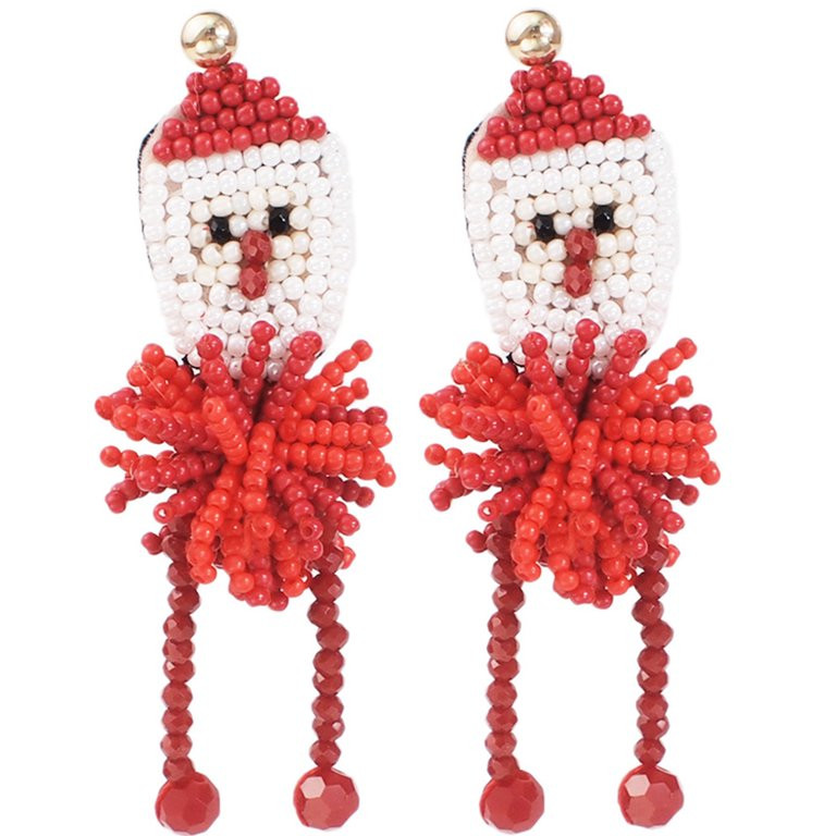 1 Pair Christmas Beaded Earrings Santa Claus Earrings Drop Earrings for Women Girls | Walmart (US)