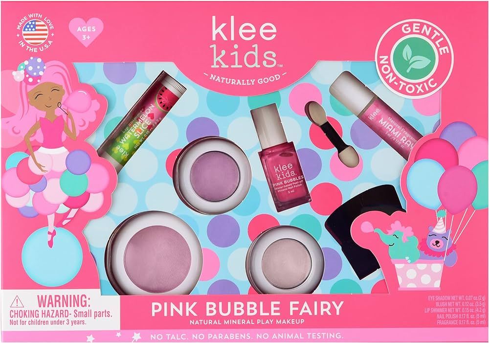 Luna Star Naturals Klee Kids Deluxe Play Makeup Kit. Gentle and Non-Toxic. Made in USA. (Pink Bub... | Amazon (US)