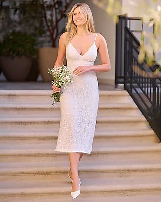 Bridal Sequin Embellished Midi Dress | Express