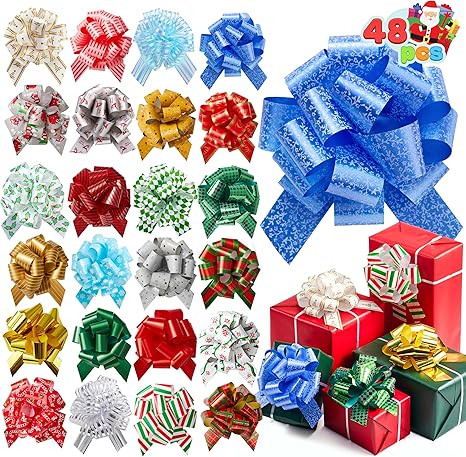 JOYIN 48 PCS Christmas Pull Bows with Ribbon 5” Wide for Gift Wrapping & Gift Tags, Boxing Day ... | Amazon (US)