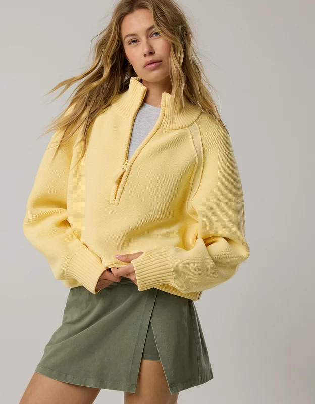 OFFLINE By Aerie Cool Down Quarter Zip Sweater | American Eagle Outfitters (US & CA)