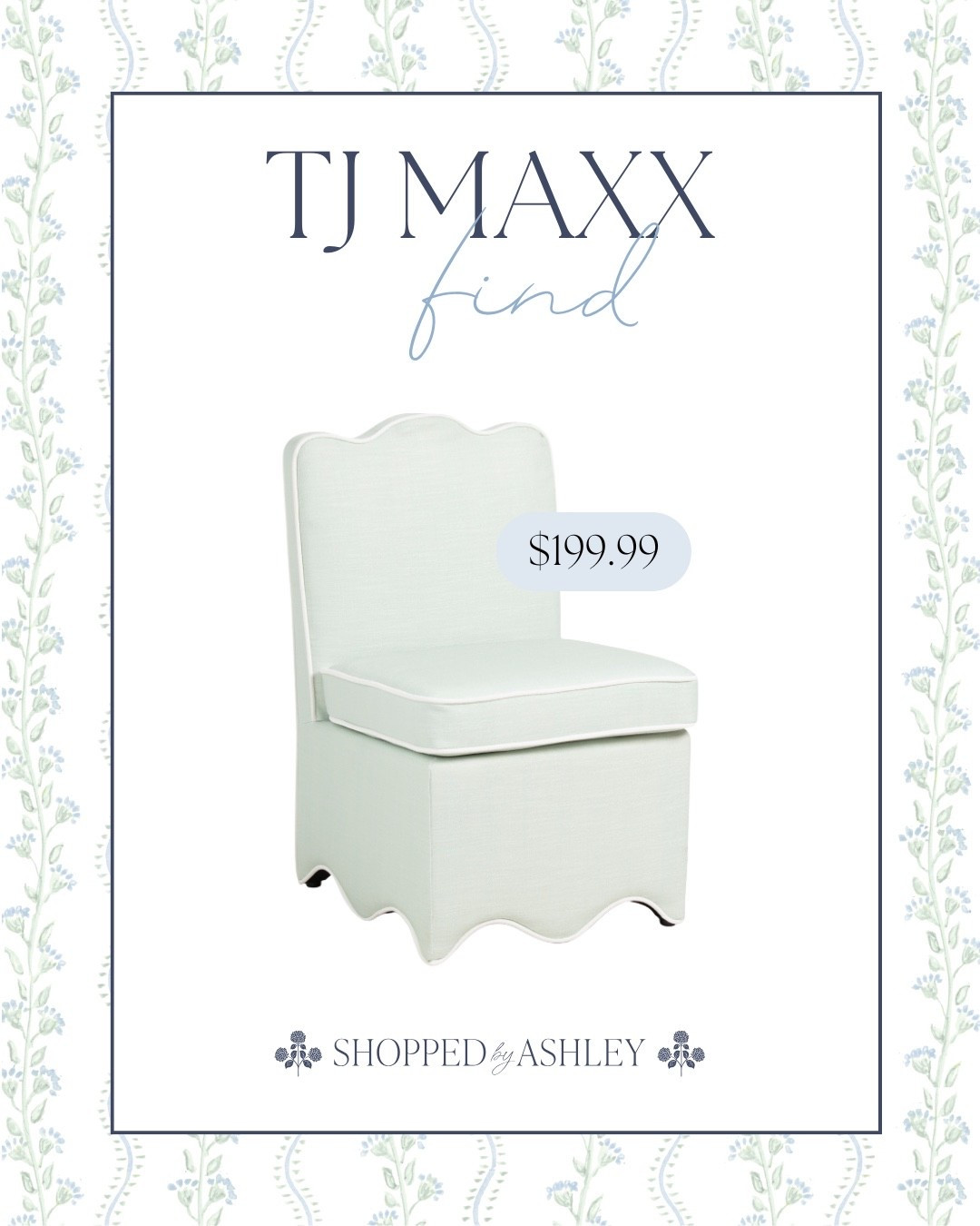 New scallop chair just added online at TJ Maxx! Love this soft sage green color 😍 Free shipping with code SHIP89! 

TJ Maxx chair, Lillian August, HomeGoods chair, HomeGoods find, Grandmillennial decor, Grandmillennial furniture, slipper chair 

#LTKStyleTip #LTKHome