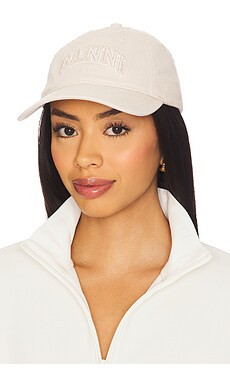 Washed Cotton Canvas Embroidered Cap
                    
                    Ganni | Revolve Clothing (Global)