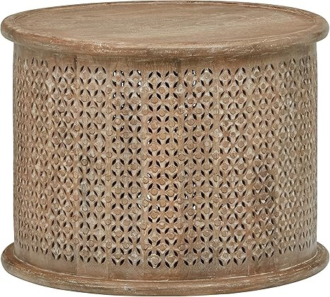 Amazon Brand – Stone & Beam Commodore Casual Round Coffee Table, 23.6"W, Whitewash Mango Wood | Amazon (US)