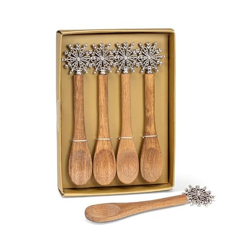 Abbott Collection Snowflake Small Wooden Stir Spoons, Set of 4 (5"L) | Amazon (US)