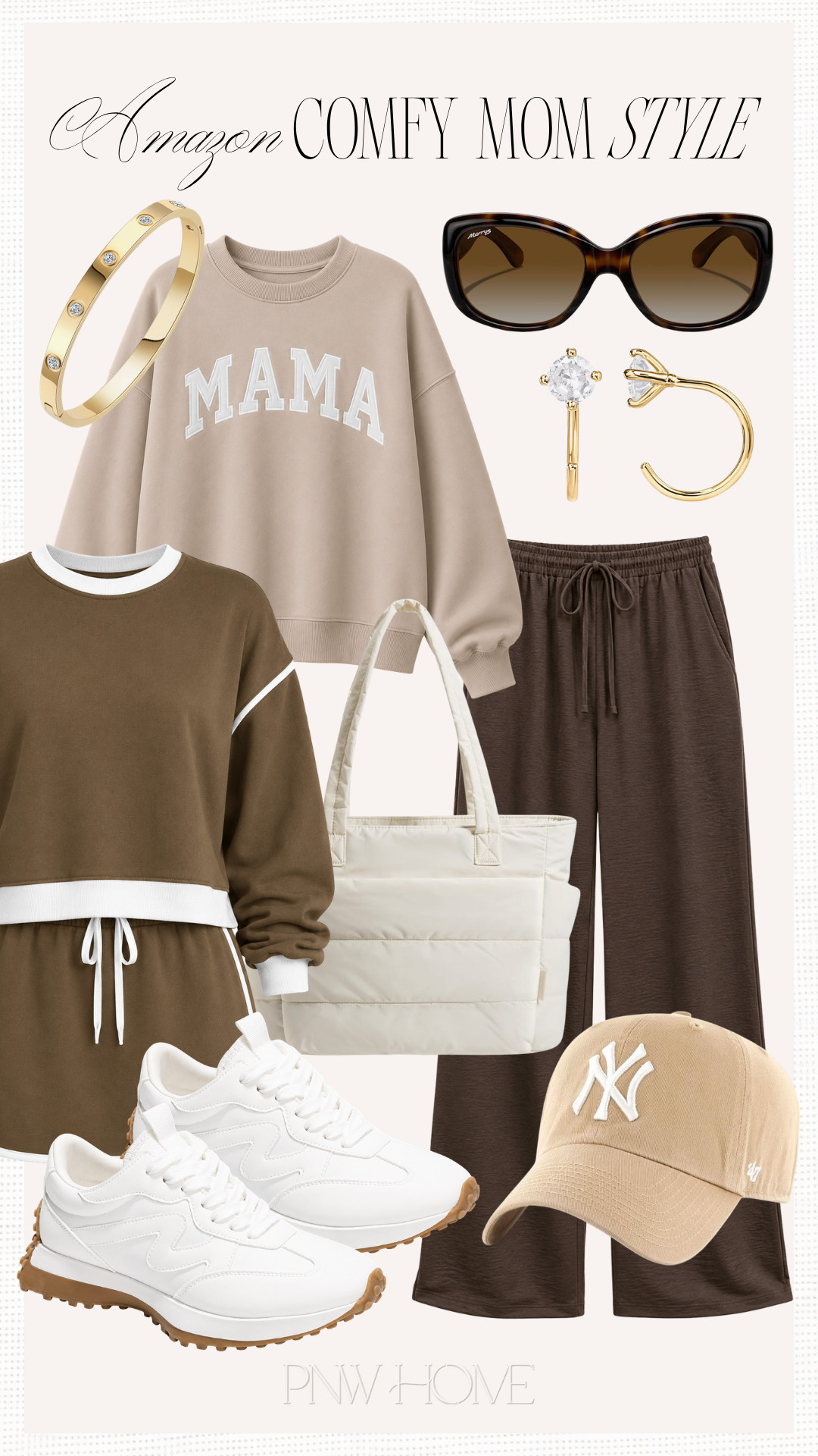Loving these Amazon finds for a casual, comfy look!

mom style, mom outfit, comfy clothes, comfortable looks, lounge pants, mama sweatshirt, neutral fashion, neutral style, neutral outfit, neutral looks, matching set, brown set, athleisure, athletic looks, sunglasses, gold earrings, gold bangle bracelet, tan hat, baseball cap, puffer tote bag, white sneakers, tennis shoes, trainers, running shoes, fall fashion 

 #LTKgrwm #LTKootd #LTKmomlife