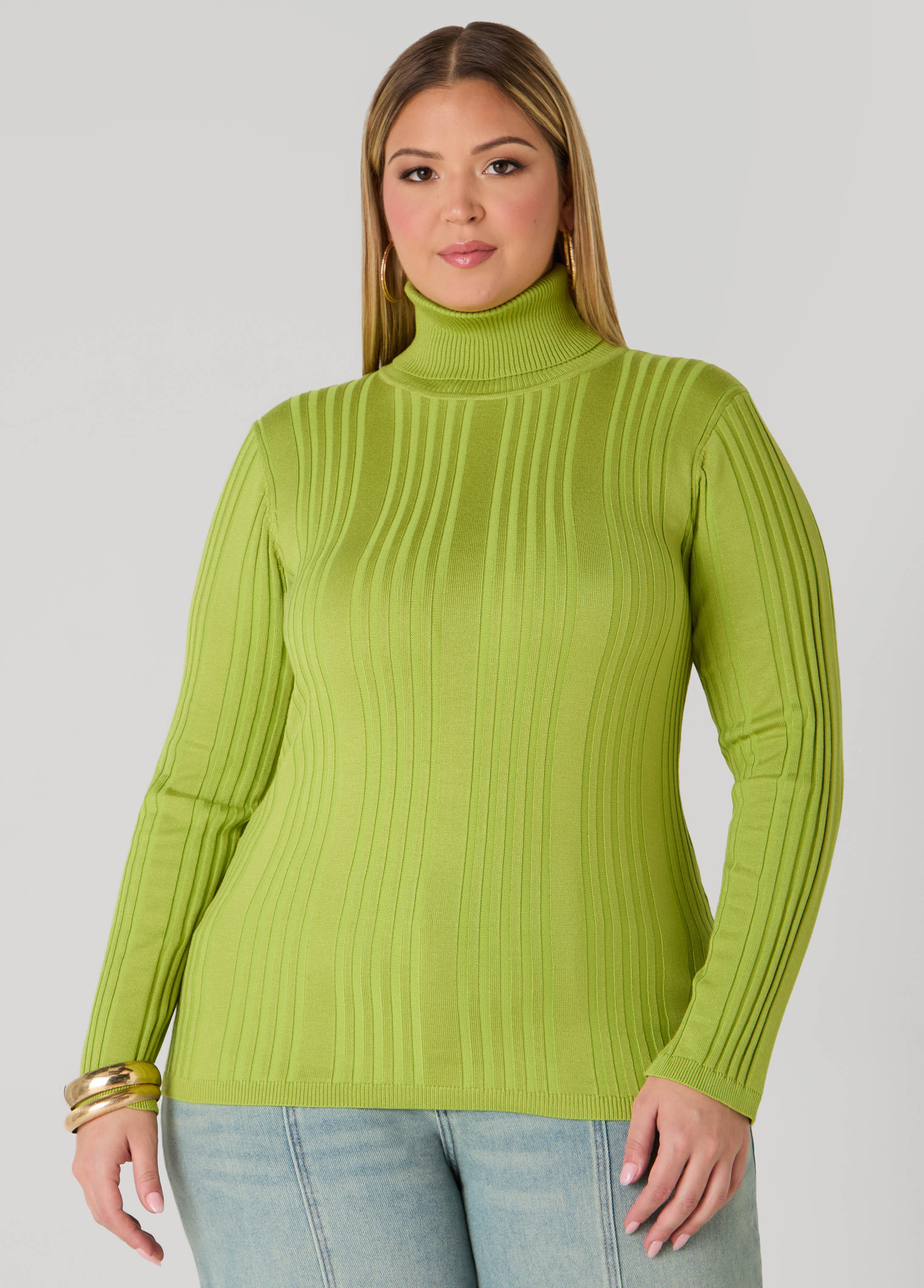 Ribbed Knit Turtleneck Sweater | Ashley Stewart