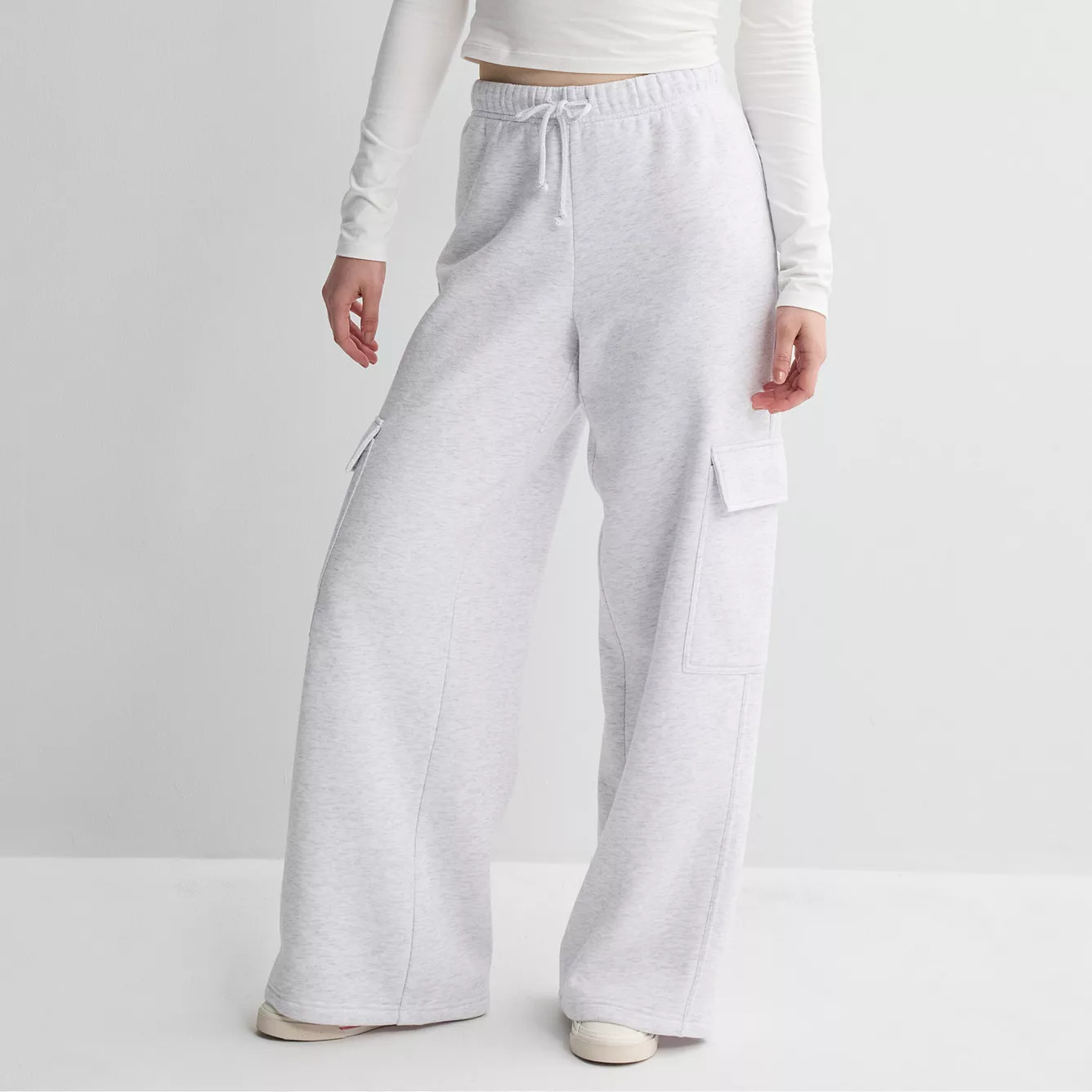 Juniors' Pink Republic Fleece Cargo Wide Leg Sweatpants | Kohl's
