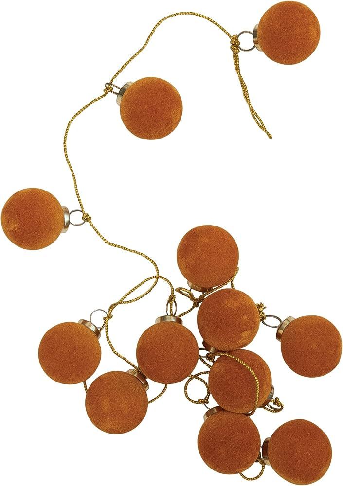 Creative Co-Op 72' L Flocked Glass Ball Ornament Garland w/Gold Cord, Butterscotch Color | Amazon (US)