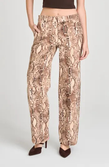 WAYF Savanna Snakeskin Print Straight Leg Pants in Brown Snake at Nordstrom Rack, Size Medium | Nordstrom Rack