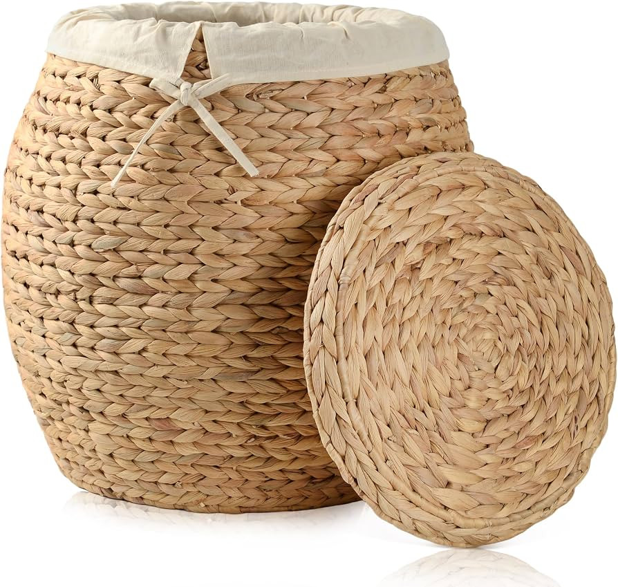 Storage Standard Wicker Basket with Lid Decorative Storage - Large Blanket Basket for Living Room... | Amazon (US)