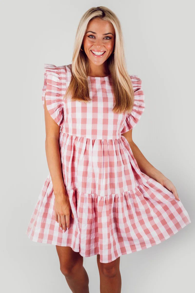 Really Into Ruffles Dress - Mauve Gingham | The Impeccable Pig