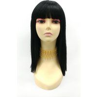 14 Inch Straight Black Heat Resistant Wig With Bangs. Cleopatra Wig. [108-505-Cleo-1] | Etsy (US)