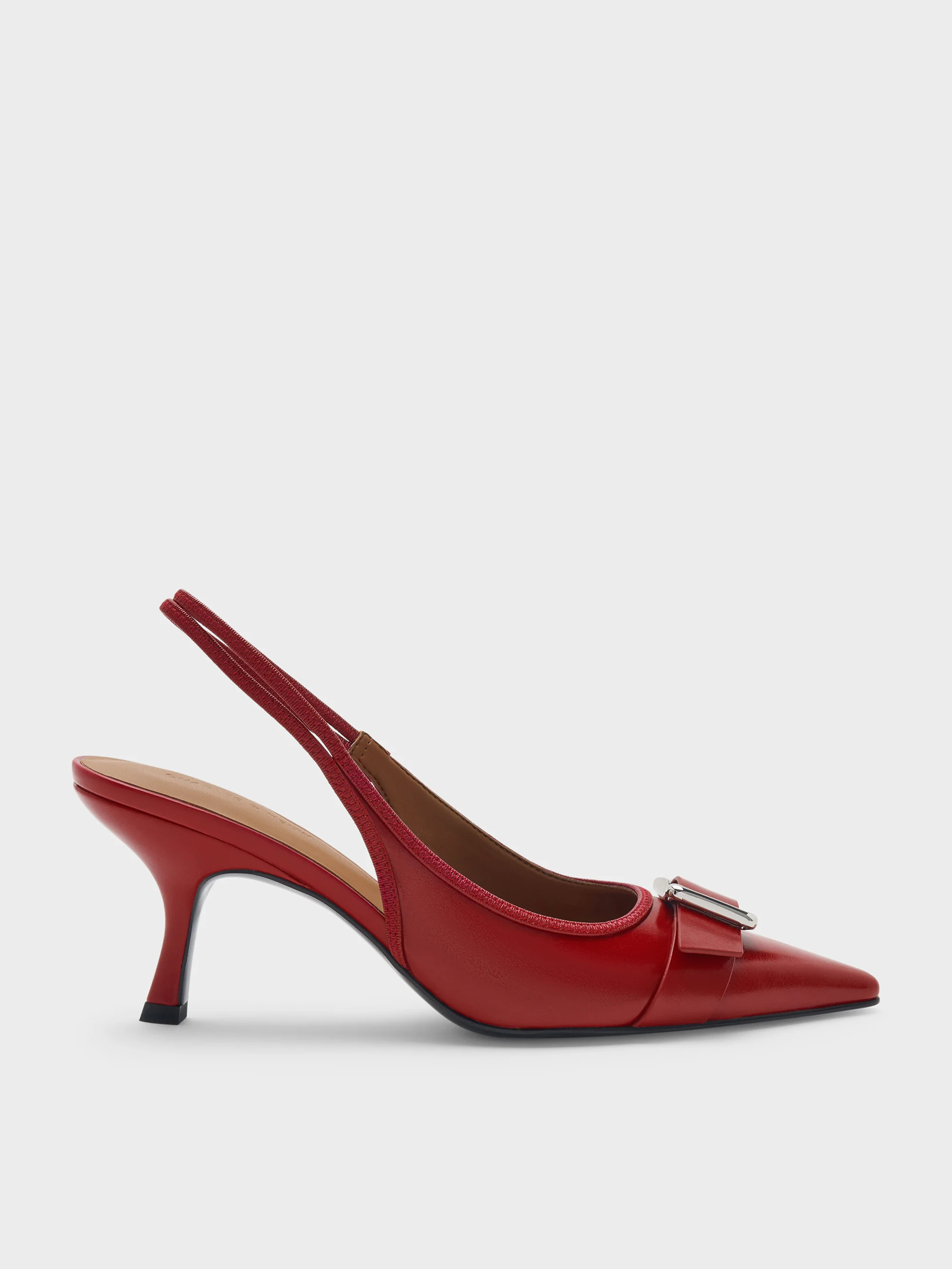 Red Anita Buckled Pointed Slingback Pumps | CHARLES & KEITH UK | Charles & Keith UK