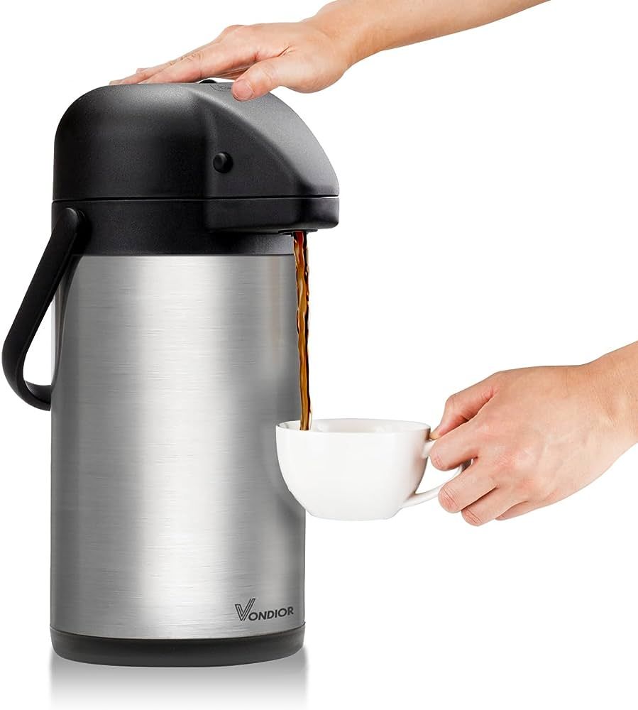 64 Oz Airpot Coffee Dispenser with Pump, Insulated Thermal Coffee Carafe - Stainless Steel Hot Be... | Amazon (US)