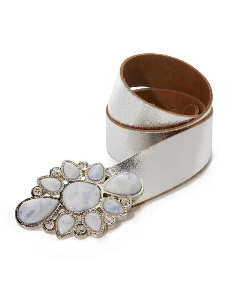 Marble Gem Buckle Belt - Silver | Boston Proper | Boston Proper