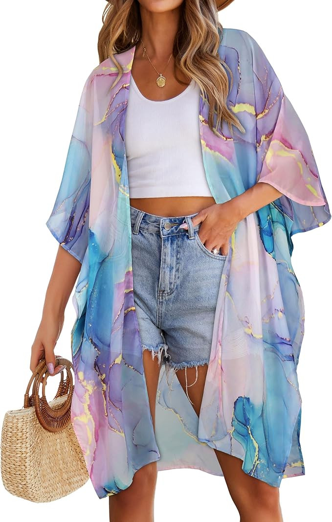 Women's Kimono Swimsuit Coverups Summer Beach Casual Loose Cardigans for Swimwear | Amazon (US)