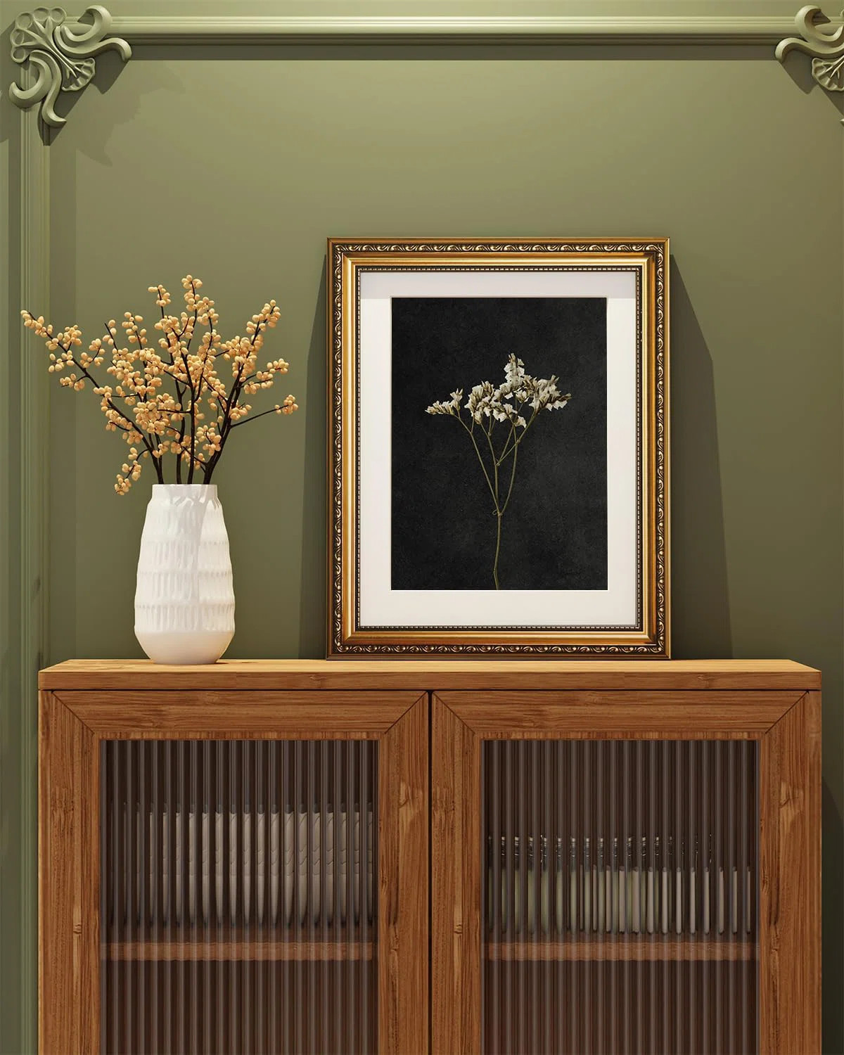 Vintage Gold Framed Wall Art, Retro Dark Dried Wildflower Paintings, Canvas Prints Artwork with Antique Frame, Victorian Wall Picture Decor for Room G | Wayfair North America