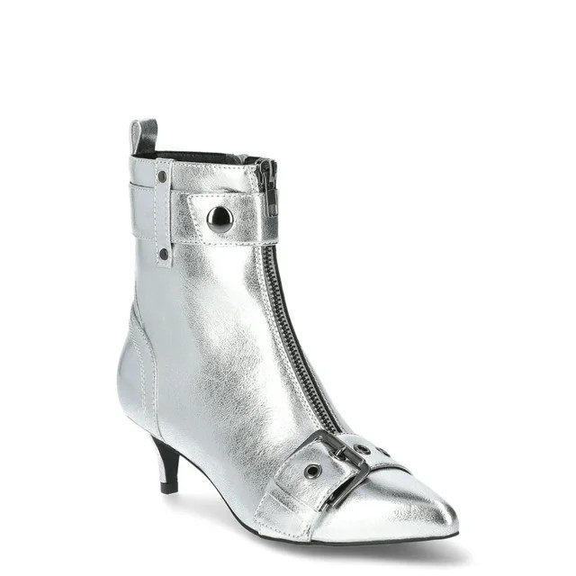 Scoop Women’s Faux Leather Buckle Kitten Heel Ankle Boots | Walmart (US)