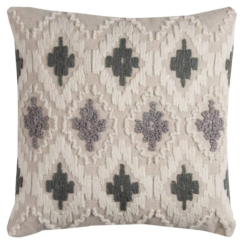 20"x20" Geometric Diamond Textured Throw Pillow - Rizzy Home | Target